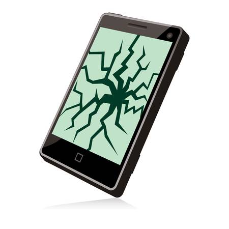 smart phone broken, cracked screenのイラスト素材