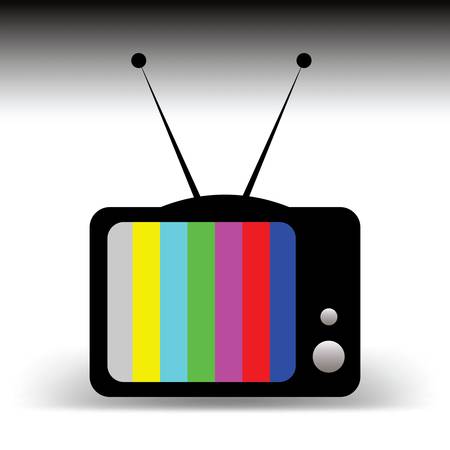 Old TV with antennas cartoon concept, no signalのイラスト素材