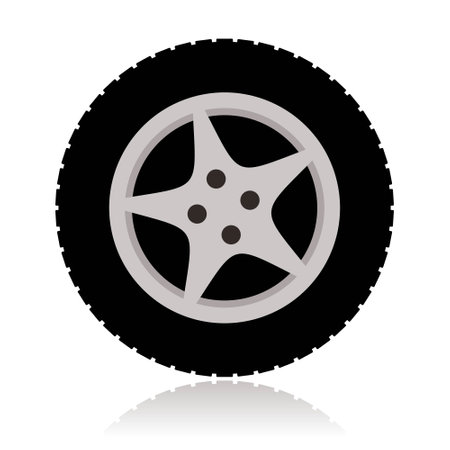 car wheel icon on white background. vector illustration. Eps 10.のイラスト素材