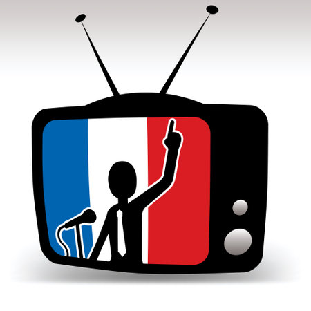 TV set with symbol of France on the screen. Vector illustration.のイラスト素材