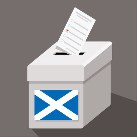 Ballot box with Scottish flag. Vector illustration. Eps 10.のイラスト素材