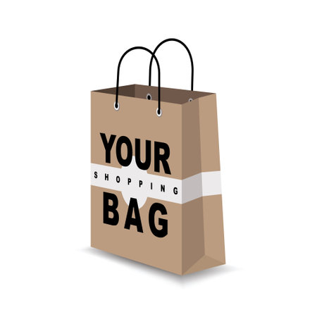 Vector illustration of paper shopping bag with text your bag on a white backgroundのイラスト素材