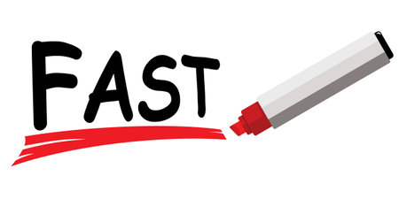 Illustration of a red marker with the word Fast written on itのイラスト素材