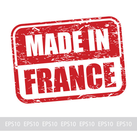 Red rubber stamp with text Made in France. Sticker vector illustration.のイラスト素材