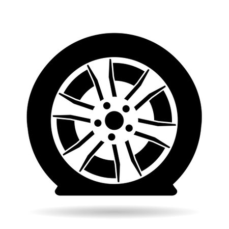 Car wheel icon on white background. Vector illustration. Eps 10.のイラスト素材