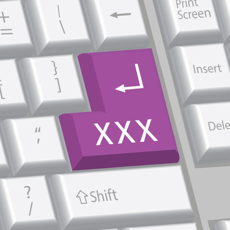 Computer keyboard with the word XXX on the enter button. Vector illustrationのイラスト素材