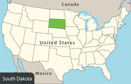 map of the U.S. state of South Dakota, USAのイラスト素材