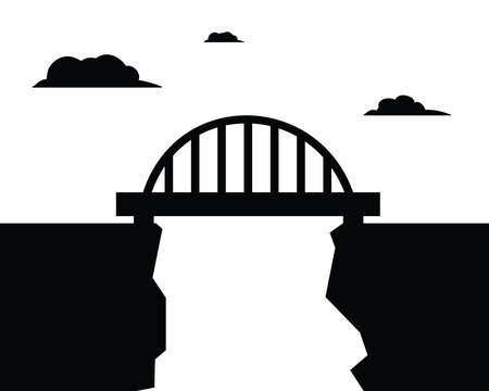 Bridge icon in black and white color vector illustration flat style simple imageのイラスト素材
