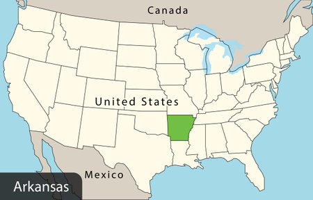 Large and detailed map of the U.S. state of Arkansasのイラスト素材