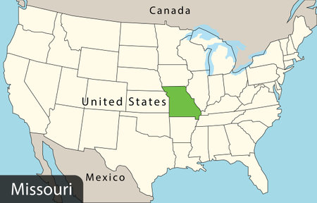 Highly detailed map of the US state of Missouri, USA.のイラスト素材