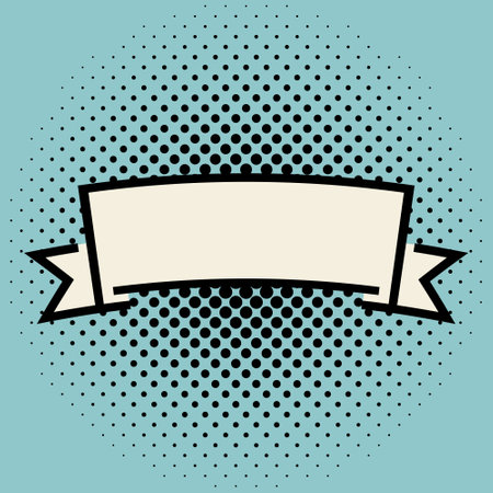 Pop art retro comic book style blank ribbon banner. Vector illustration.のイラスト素材