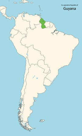 Highly detailed map of South America with borders of the states.のイラスト素材