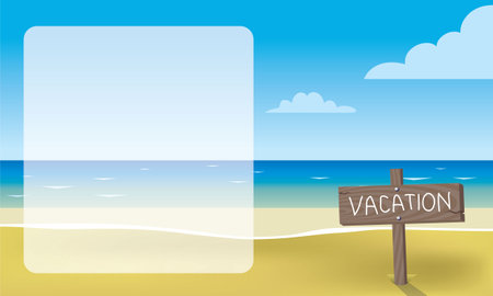 Beach background with blank signboard. Vector illustration. EPS10のイラスト素材