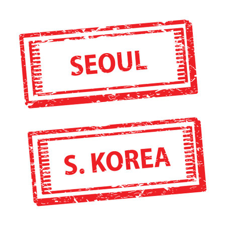 Set of vector rubber stamps with the word SEOUL and SOREAのイラスト素材