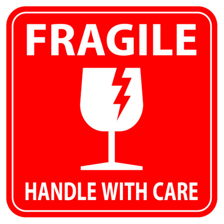 Warning fragile sign on white background. Vector illustration. Eps 10.のイラスト素材