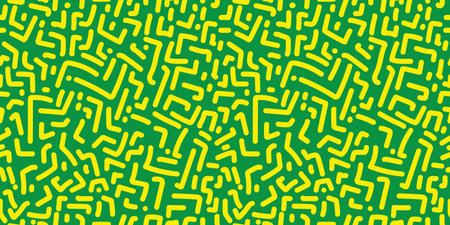 Seamless pattern with abstract geometric shapes in green and yellow colors