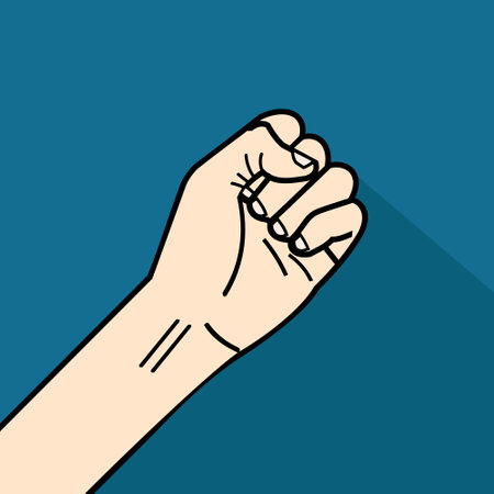 Human hand design over blue background, vector illustration. Eps 10.
