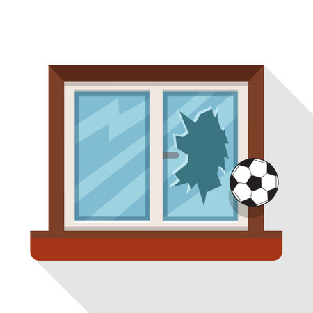 window with soccer ball icon. Flat illustration of window with soccer ball icon for webのイラスト素材