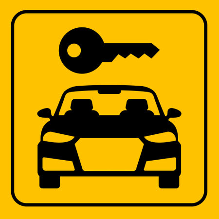 car key icon on yellow background. Vector illustration. Eps 10.のイラスト素材