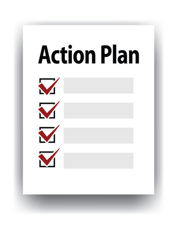 Action plan concept. Checklist with check marks. Vector illustration.のイラスト素材