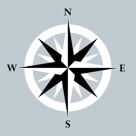 Compass icon on blue background. Vector illustration. Eps 10.