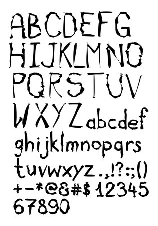 Hand drawn alphabet. Letters of the alphabet written with a brush.のイラスト素材