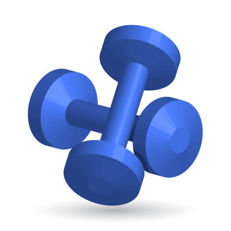 Blue dumbbells on white background. Vector illustration for your design.のイラスト素材