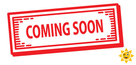 Coming soon red rectangular stamp. Sign, label, sticker, stampのイラスト素材