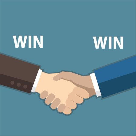 Businessmen shake hands. Flat design. Vector illustration, EPS 10のイラスト素材