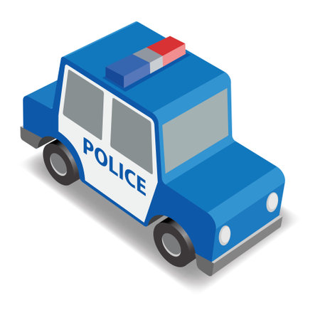Police car isometric icon. Blue police car isolated on white background. Vector illustration.のイラスト素材