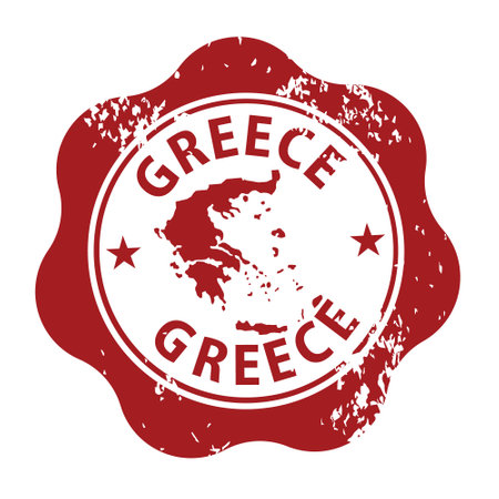 Grunge rubber stamp with the name and map of Greece, vector illustrationのイラスト素材