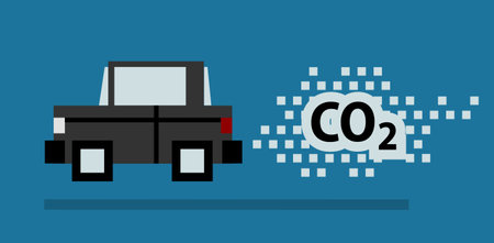 Car with CO2 emissions. Vector illustration in flat design style.のイラスト素材
