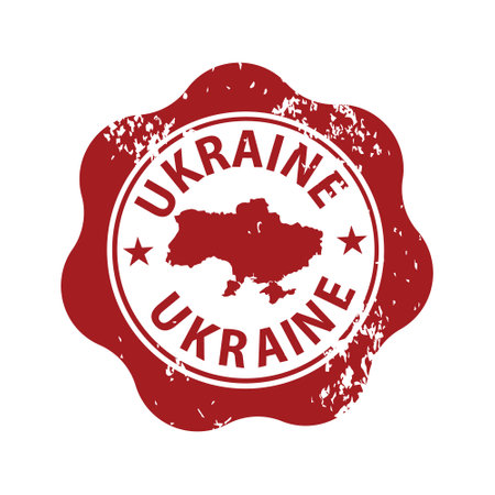 Grunge stamp with the name and map of Ukraine, vector illustrationのイラスト素材