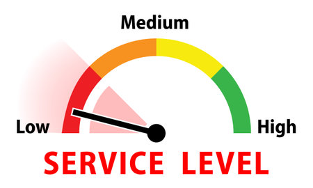 Conceptual meter showing level of service level. Vector illustration.のイラスト素材