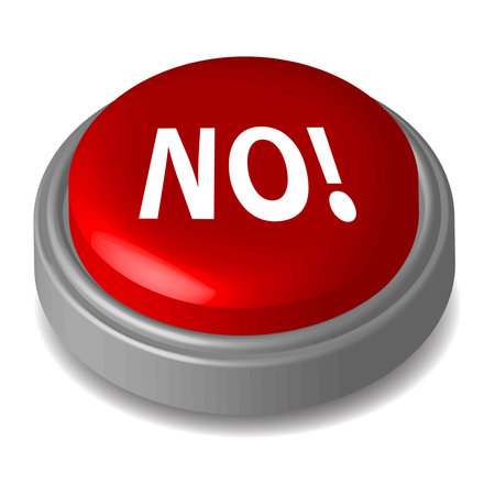 Red 3d button with the word NO isolated on a white background