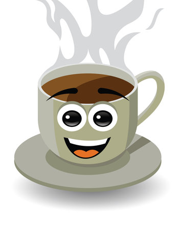 coffee cup with smiley faceのイラスト素材