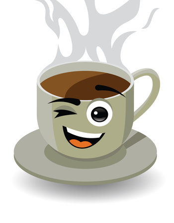 coffee cup winking, smiley faceのイラスト素材