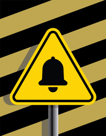 warning sign, bell, vector illustrationのイラスト素材