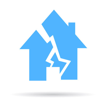 blue house ruin or wreck, vector illustrationのイラスト素材