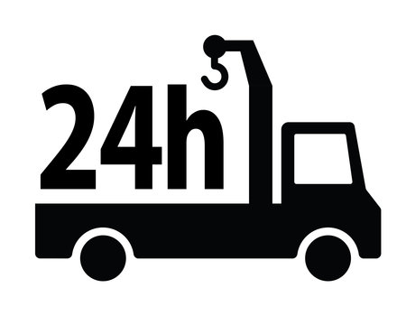 simple tow truck icon, 24h, vector illustrationのイラスト素材