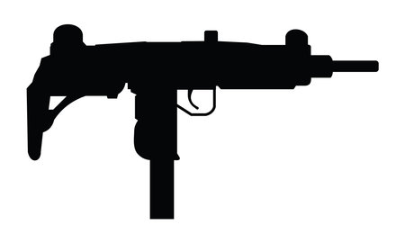 small automatic rifle silhouette, submachine gun, vector illustrationのイラスト素材