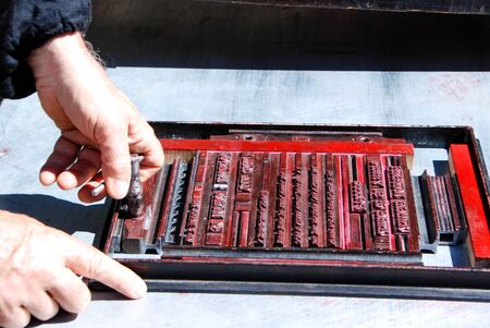 Print with mobile typographical charactersの写真素材