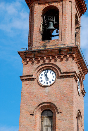 Bell tower of the Church of Serralunga, Piemonte - Italyの写真素材