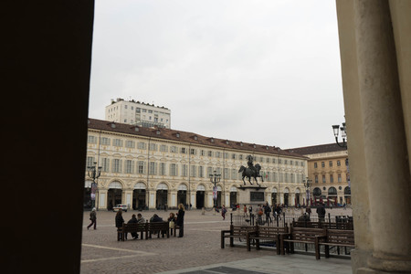 Cityscape of Turin, Italy - San Carlo Square, March 2018のeditorial素材