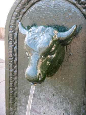 Old fountain in the city of Turin to drink. Piedmont - Italyの写真素材