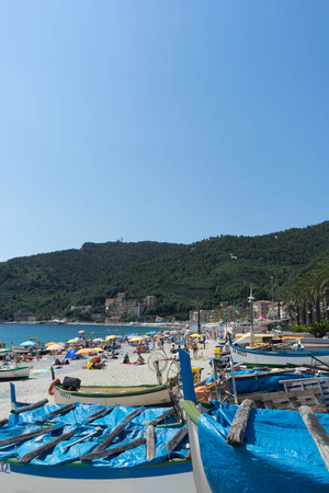 Noli, Liguria - Italy. View of the beach. June 2018のeditorial素材