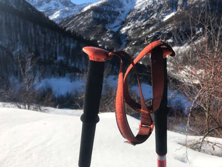 Ski poles in the mountains