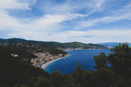 Coast of Liguria in front of Noli and Sportorno, Italy