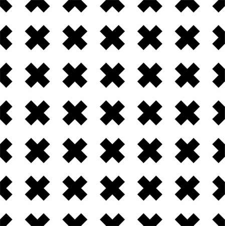 Tile black and white X cross vector pattern.Simple subtle seamless black and white background.Seamless geometric cross patternのイラスト素材