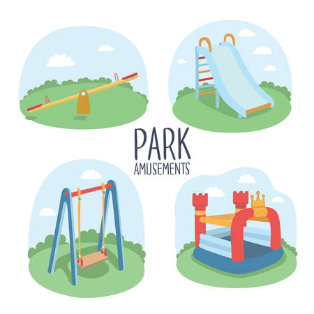 Set of kids playground elements vector illustrationのイラスト素材
